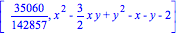 [35060/142857, x^2-3/2*x*y+y^2-x-y-2]